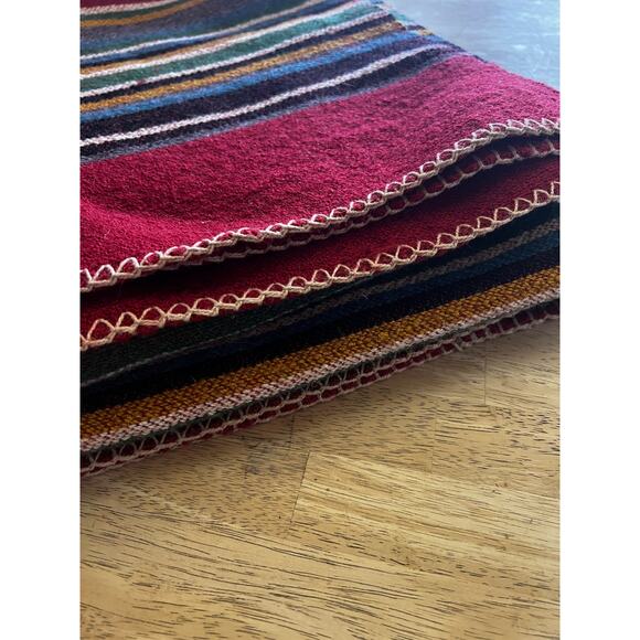 Vintage Kilim Style Natural Wool Blanket Sundance Catalogue Co. Striped - Picture 3 of 5